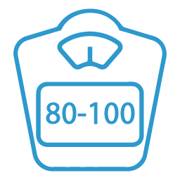 Waage mit einer Anzeige von 80-100, um Messwerte im Bereich von 80 bis 100 darzustellen